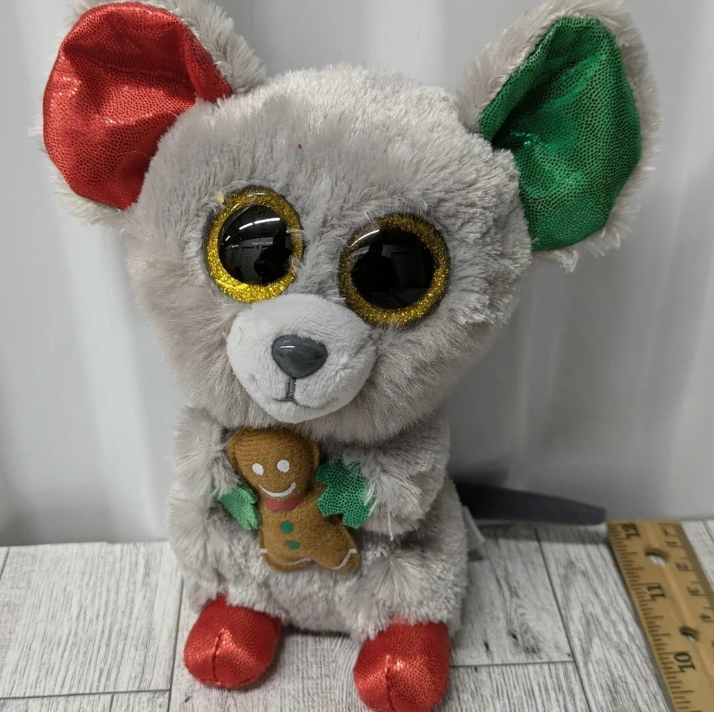 Ty Mac Gray Mouse with Red and Green Ears